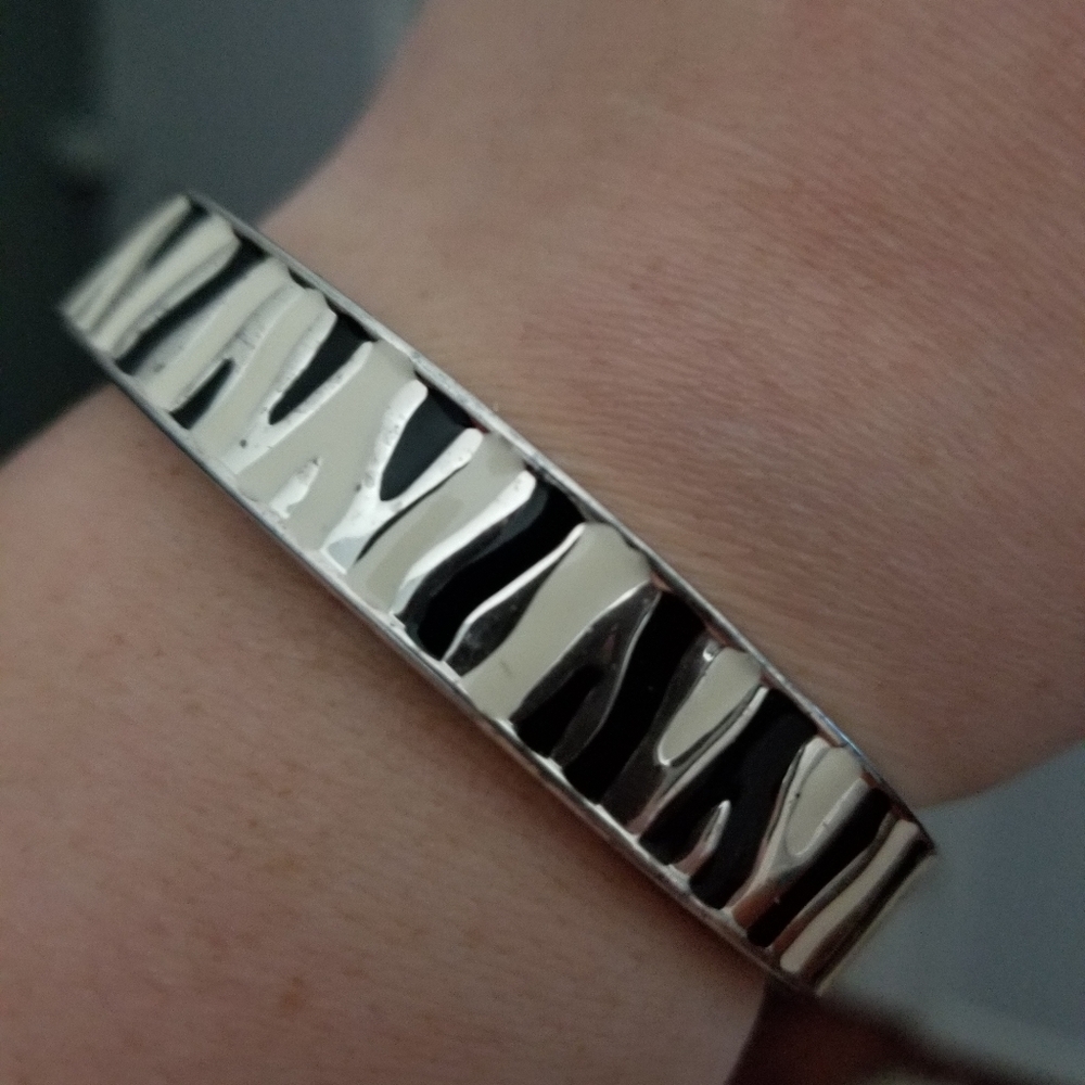 Zebra Hinged Bangle Bracelet